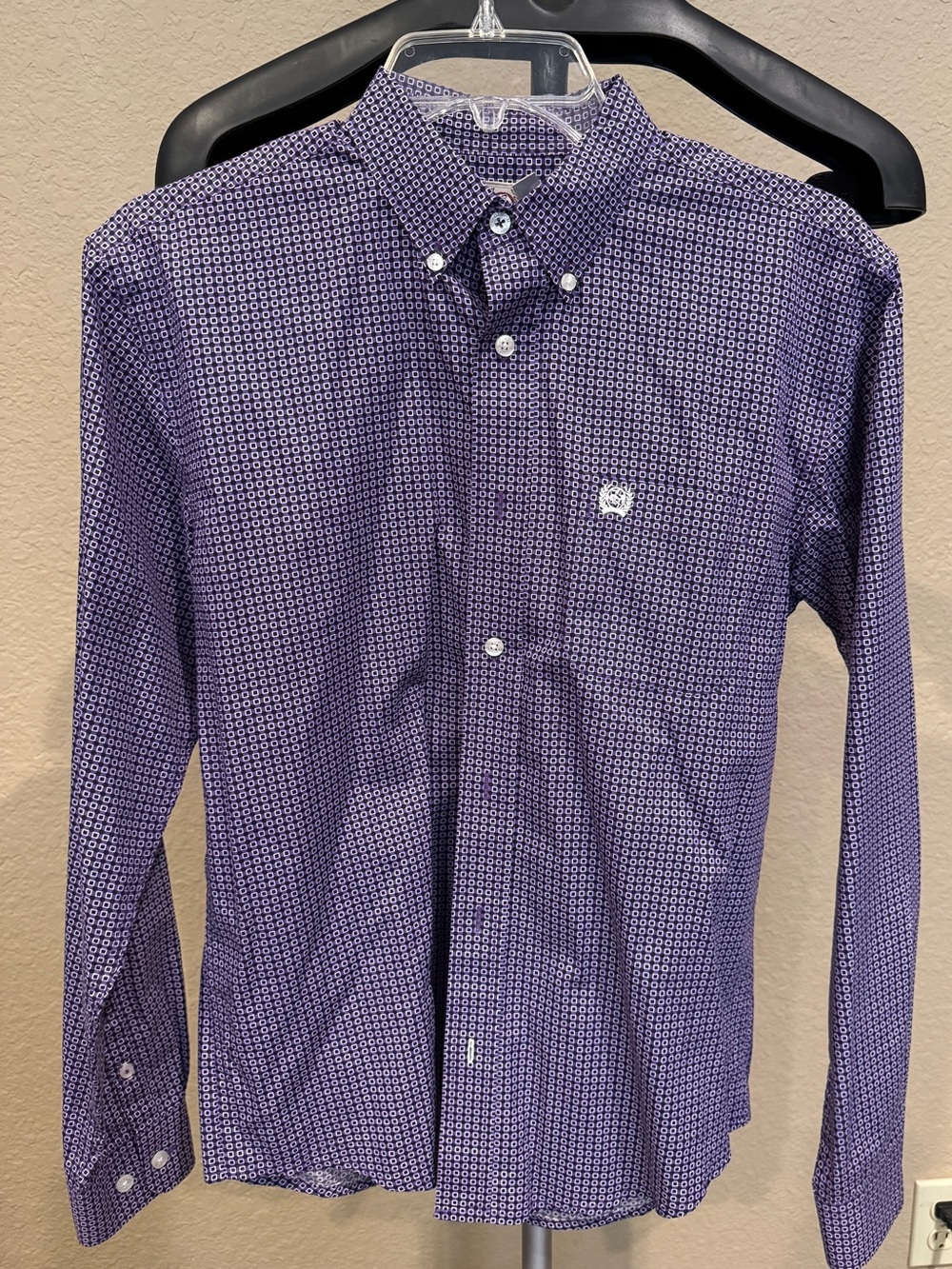 Cinch Youth Purple Geometric Button-Down Shirt